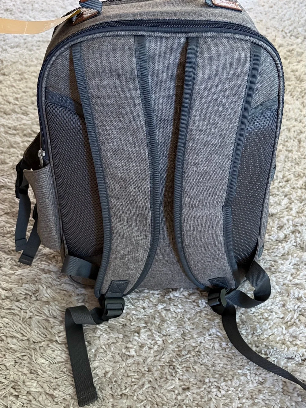 Brown/Tan Canvas Picnic Backpack with Service for 4